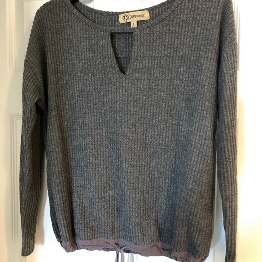 Grey front tie sweater